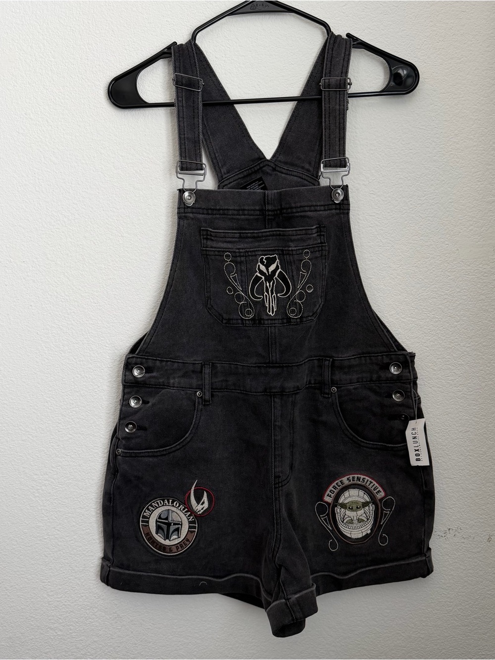Black Star Wars-Themed Short Overalls Romper